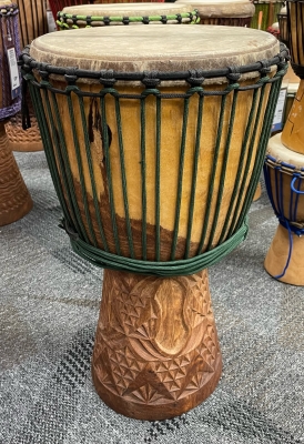 Large Djembe with Fully Carved Bottom